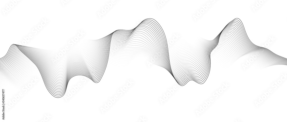 Poster abstract black smooth wave on a white background. dynamic sound wave. design element. vector illustr