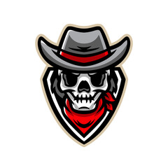 Skull bandit cowboy sport mascot logo design - obrazy, fototapety, plakaty