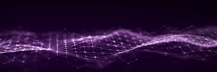 3D digital dynamic wave. Flow digital structure. Secure cybersecurity data connection. Cyber technology background. 3D rendering.