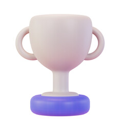 3d silver trophy of achievement and winning