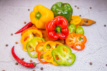 Fresh pepper on a light background