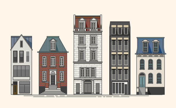 illustration of buildings and House , vector , jpg