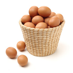 brown eggs on white background