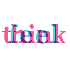 FEEL THINK.vector illustration.decorative font isolated on white background.3d effect.hand drawn letters.modern typography design perfect for web design,social media,sticker,tshirt,poster,etc