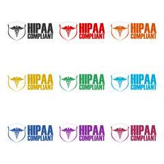 HIPAA Compliance icon isolated on white background. Set icons colorful