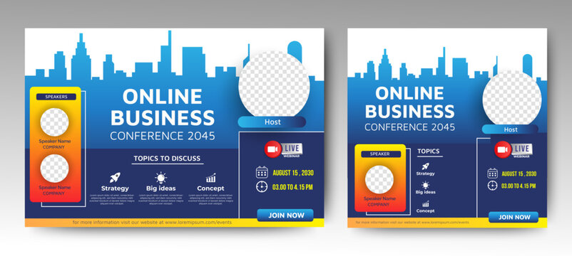 Online Business training webinar conference banner. Business webinar invitation design. 