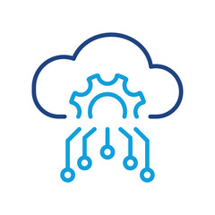 Obraz premium Cloud Server Setting color Line Icon. Cloud Computing Configuration Linear Pictogram. Digital Cloud with Gear Configuration Concept Outline Icon. Editable Stroke. Isolated Vector Illustration