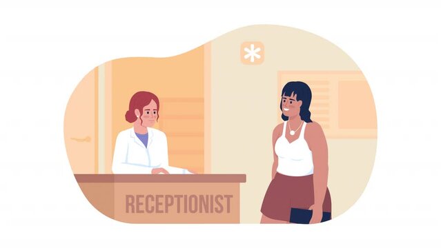 Animated isolated drugs prescription. Receiving instructions. Looped flat 2D characters HD video footage with alpha channel. Colorful animation on transparent background for website, social media