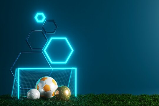 football balls object, sport ball design, football element concept, 3d illustration, abstract football technology, smartphone mobile screen, green grass field, online sport live, casino sport business