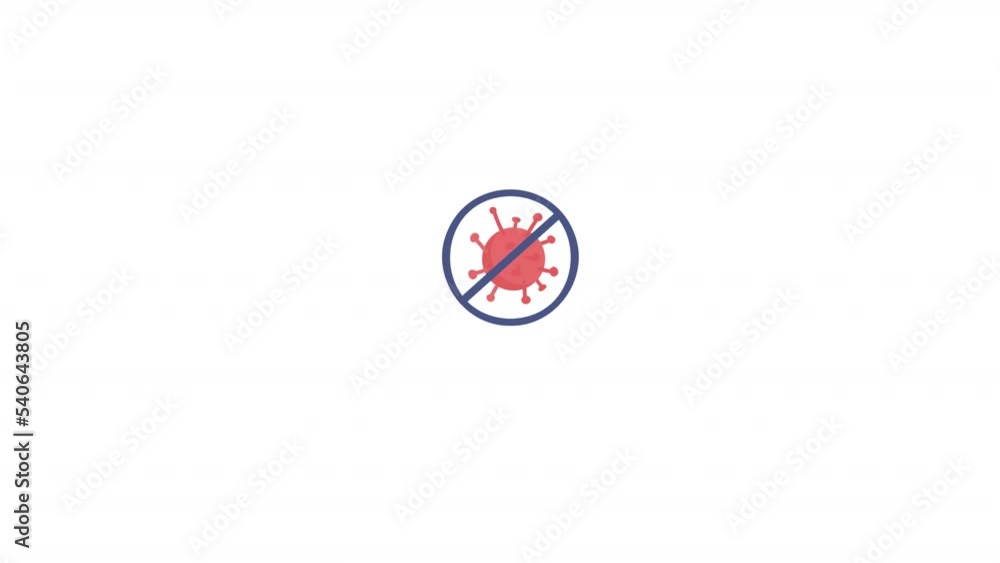 Poster animated reduce covid spread element. stop viruses from extending. vaccination. flat cartoon style h