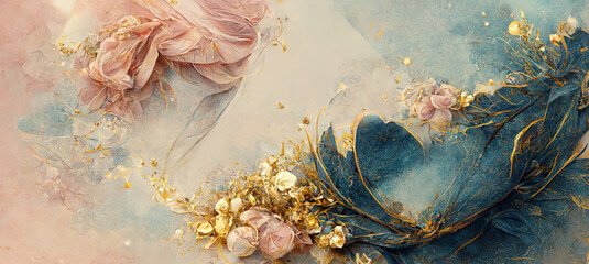 Elegant delicate flowers with leaves and branches on a light background. Seamless hand drawn brush pattern, pattern. Vintage decorative element for postcards. 3d illustration