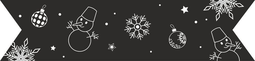 Black and white ribbon sticker. washi tape. christmas theme 5