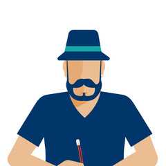 Flat design people businessman portrait. PNG