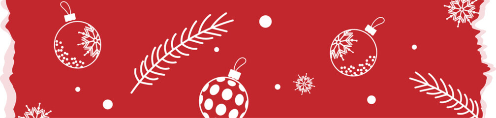 Red ribbon washi sticker. Ripped tape. christmas theme 8