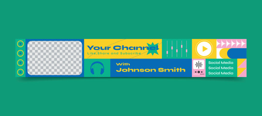 Podcast youtube banner design template