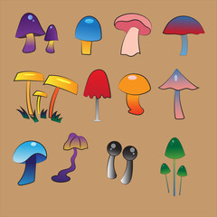 set of mushrooms
