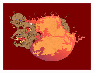 The Devil born from the Egg Illustration
