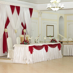 Magnificently decorated banquet hall for weddings