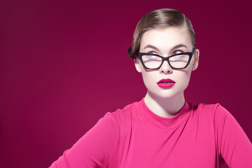 woman in elegant glasses