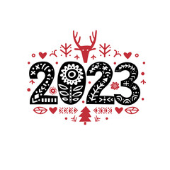 2023 Merry Christmas Folk Calligraphy Template. 