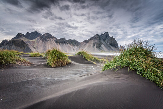 Icelandic landscape with the black beach