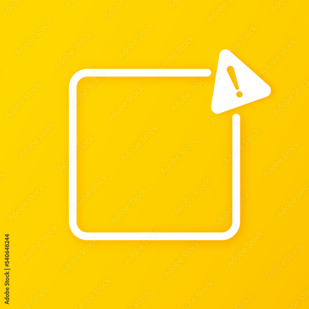 Aufkleber caution sign with empty space in white line frame and triangle sign with exclamation mark isolated o