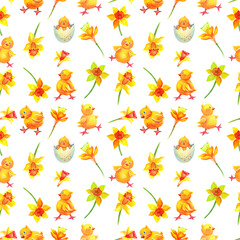 Watercolor seamless Easter pattern. Transparent layer.