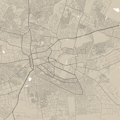 Vector map of Lusaka, Zambia. Urban city road map art poster illustration.