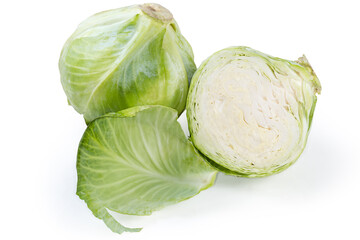 Whole and half of head of the late white cabbage
