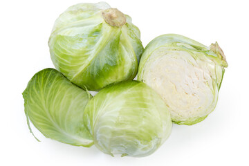 Fototapeta premium Whole and halves of head of the late white cabbage