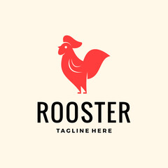 minimalist cute rooster logo design vector illustration