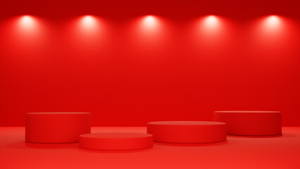 Christmas red mockup podium for product presentation podium