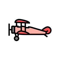 biplane airplane aircraft color icon vector. biplane airplane aircraft sign. isolated symbol illustration © vectorwin