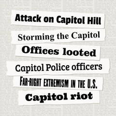 US Capitol attack news. American right wing extremism.