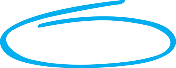 Blue circle, pen draw. Highlight hand drawing circle isolated on background. Handwritten blue circle. For marking text, numbers, marker pen, pencil, logo and text check, vector illustration