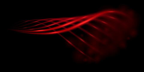 Red light beams with bokeh effect. Warm and hot air flow