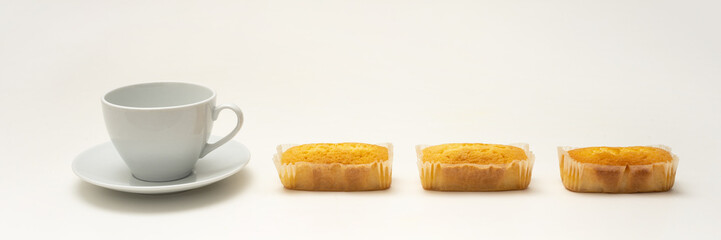 breakfast with Plumcake. concept banner. isolated white background