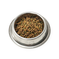 bowl of dog or cat food. isolated white background