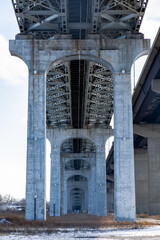 Low-angle view of a beautiful bridge in Hamilton, USA