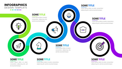 Infographic template. Timeline with 7 circles and icons