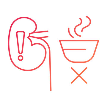 kidney problem, Symptoms, refusal to eat, loss of appetite, line gradient icons for web design