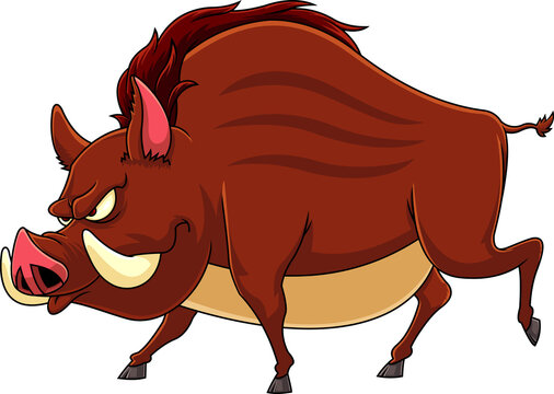 brown cartoon boar with angry expression clip art preview