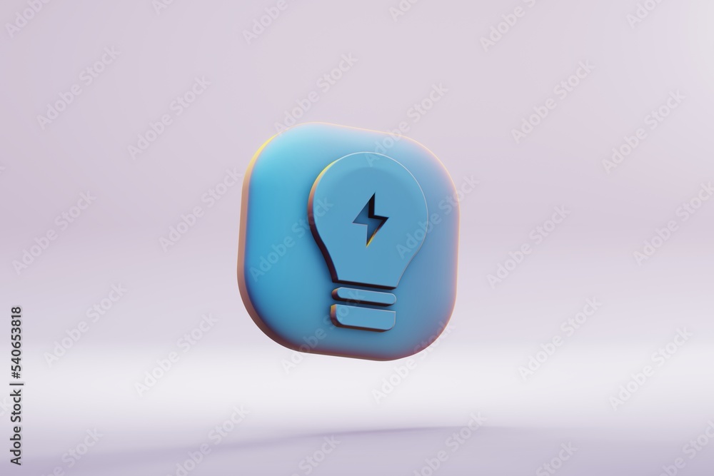 Aufkleber beautiful illustration healthy blue electricity symbol icons on a bright pink background. 3d renderi