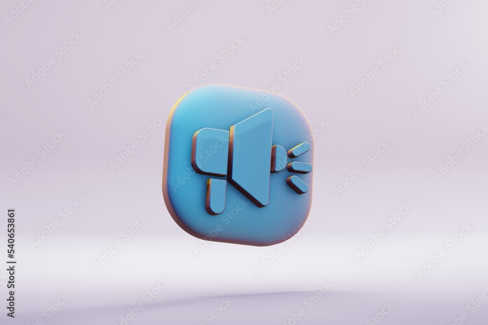Poster beautiful illustration healthy blue megaphone symbol icons on a bright pink background. 3d rendering
