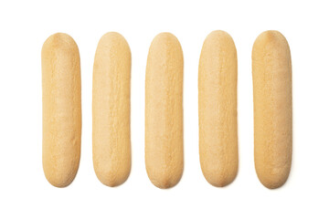 Italian Savoiardi biscuits. isolated white background