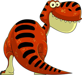Tyrannosaurus Rex Dinosaur Cartoon Character. Hand Drawn Illustration Isolated On Transparent Background © HitToon.com