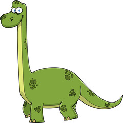 Brontosaurus Dinosaur Cartoon Character. Hand Drawn Illustration Isolated On Transparent Background © HitToon.com