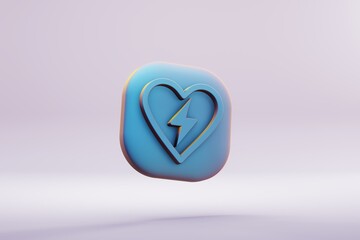 Beautiful illustration healthy  blue Defibrilator symbol icons on a bright pink  background. 3d rendering illustration. Background pattern for design..