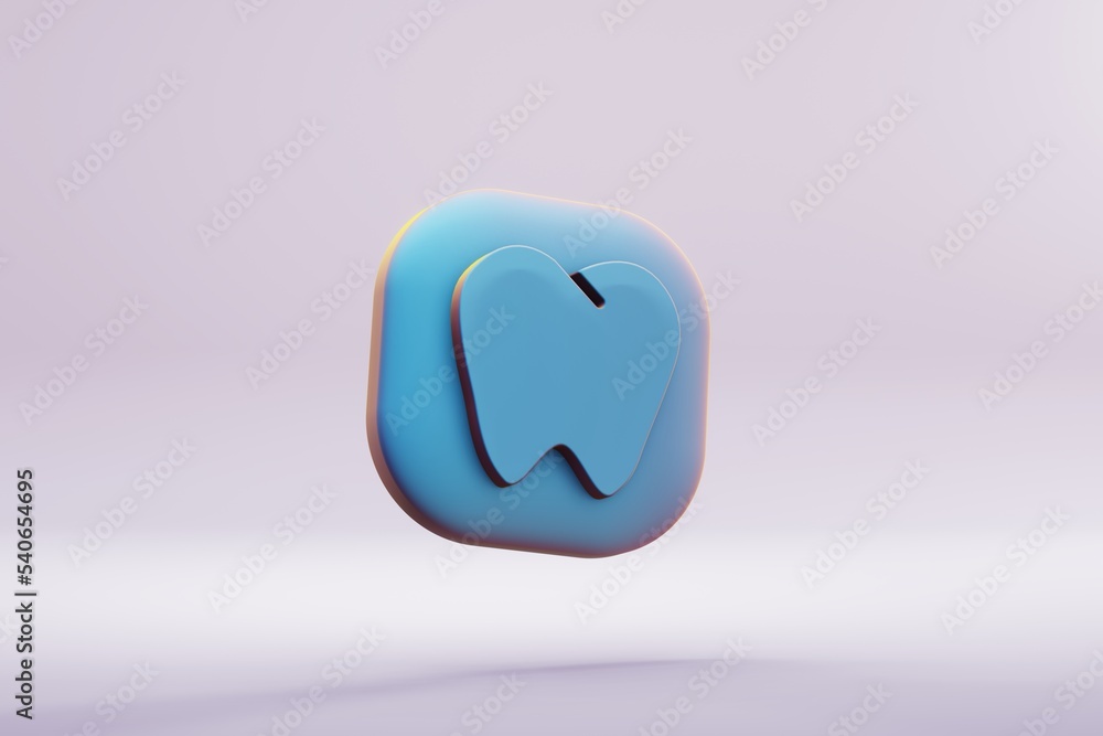 Poster beautiful illustration healthy blue tooth symbol icons on a bright pink background. 3d rendering ill