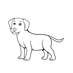 Smiling dog vector black and white line drawing